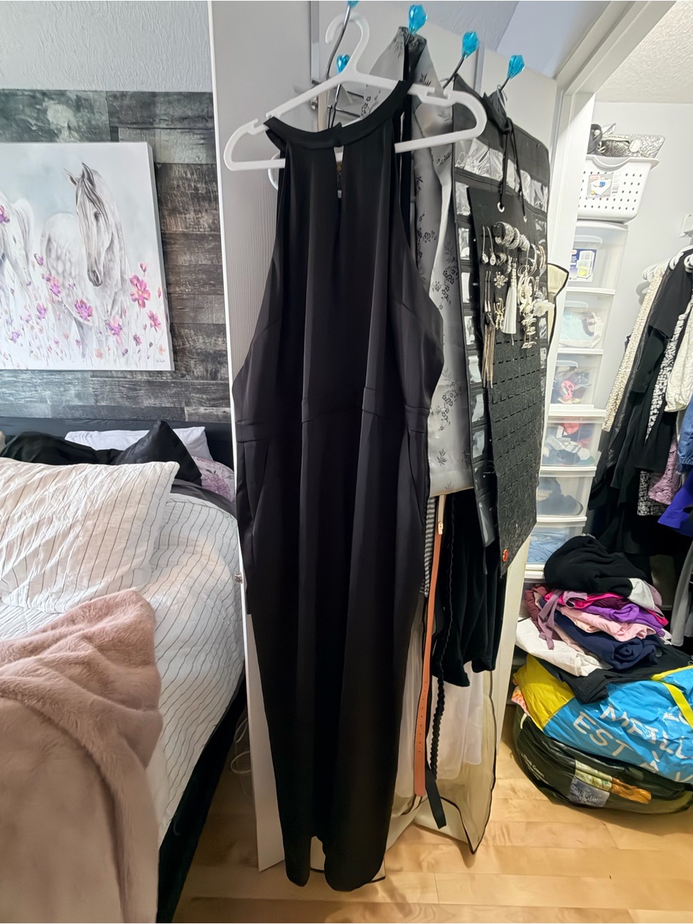 Reitmans Black Satin Sleeveless open back Jumpsuit